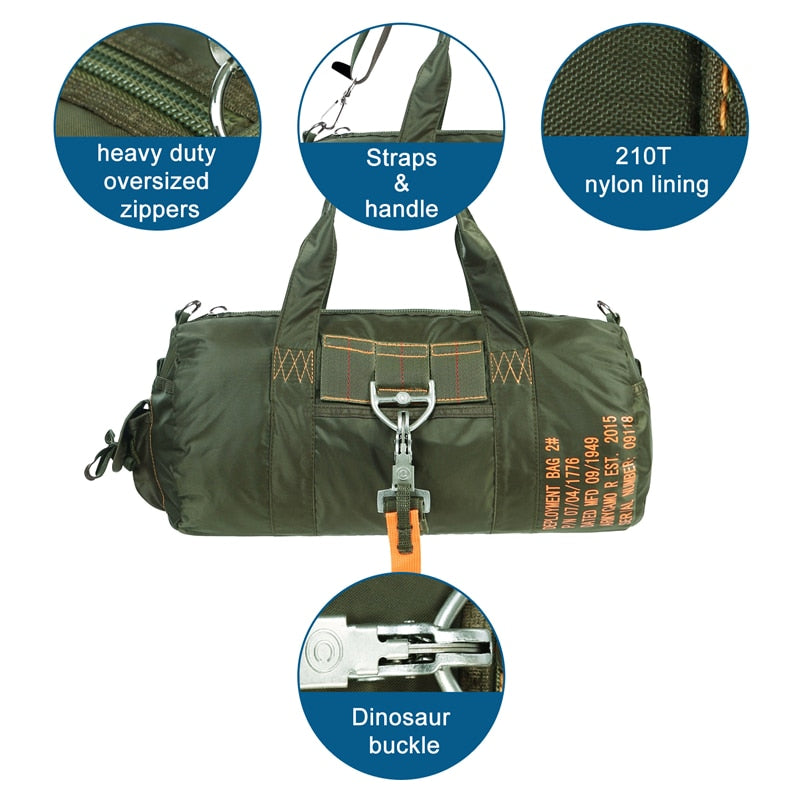 LQARMY Tactical Parachute Sport Duffle Bag 1000D Nylon Outdoor Travel Belt Bag Camping Tactical Crossbody Bag