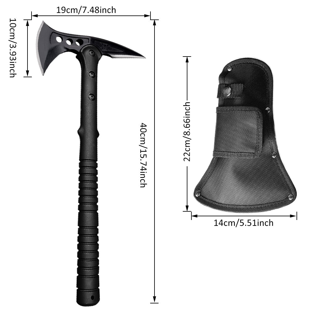 Camping Survival Hatchet Portable Hammer Forged Steel Construction Tomahawk Anti-Slip & Shock Reduction Grip Tactical Axes Knife