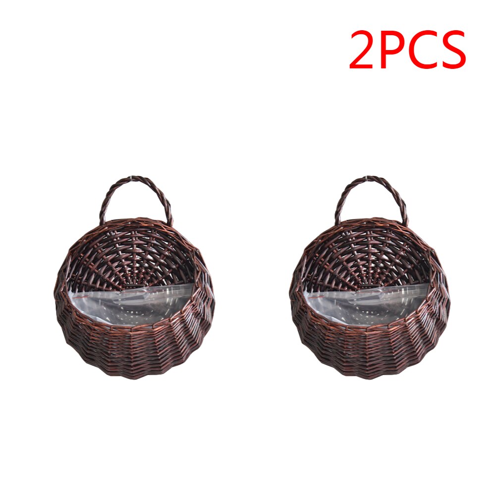 1-4PCS Hanging Planter Wall Mounted Handmade Wicker Flower Pot Hanging Woven Rattan Flower Plant Basket Balcony Garden Decor