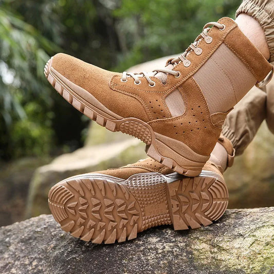 Sshooer Army Military Boots Soft Comfortable Cowhide Men's Boot Special Force Combat Desert Shoes Non-slip Zipper Footwear Botas