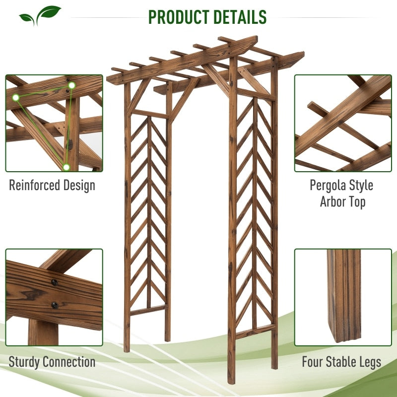 Outdoor Garden Arch Arbor Trellis Wooden Wedding Gateway Lawn Yard Decor sturdy and durable Easy to assemble