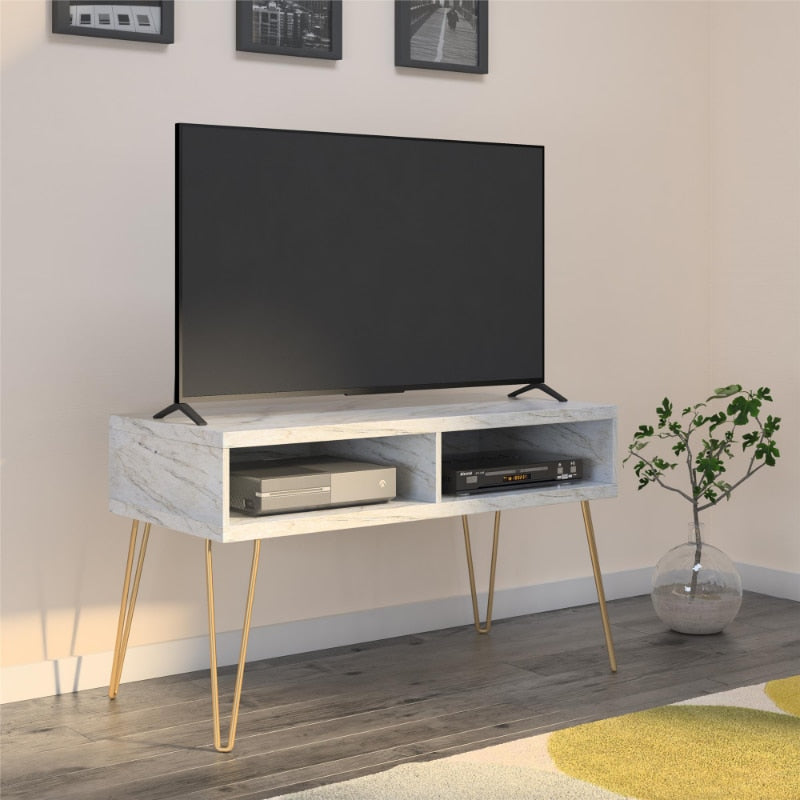 Athena TV Stand for TVs Up To 42 White Marble