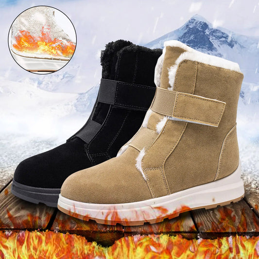 Women Snow Boots Keep Warm Platform Elastic Strap Thick Plush Ankle Booties for Women Non Slip SolidSuede Winter Boots Female