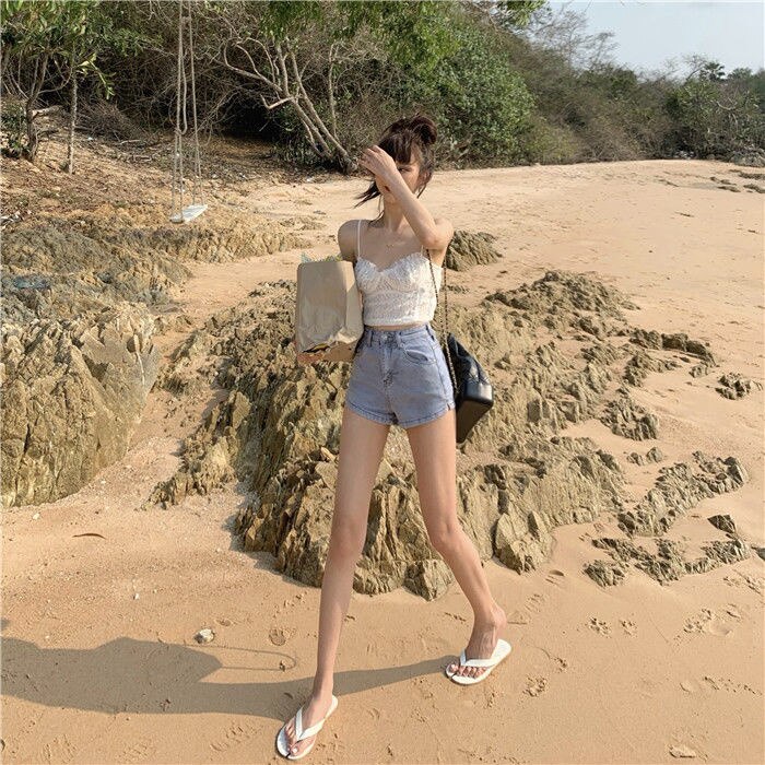 High Waist Clothing Vintage Hot Summer Wide Leg Fashion Short Pants Womens Elastic Sexy Casual Jean Denim Shorts Female