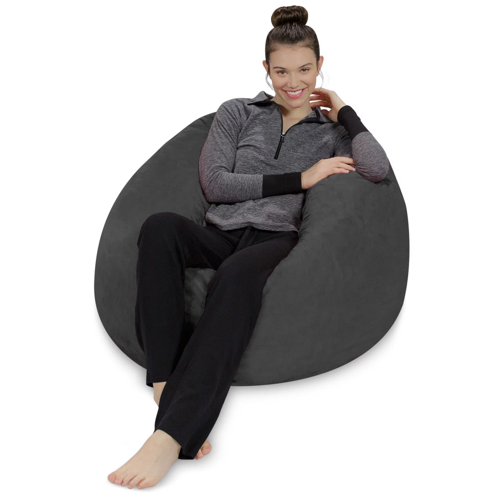 Bean Bag Chair, Memory Foam Lounger with Microsuede Cover, Kids, 3 ft, Charcoal