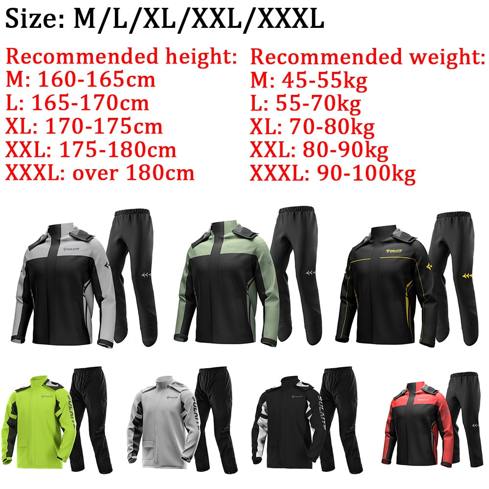 Motorcycle Raincoat Suit Men Women Outdoor Waterproof Rain Coat Jacket Pants Set Motorcyclist Rider Raincoats M/L/XL/XXL/XXXL