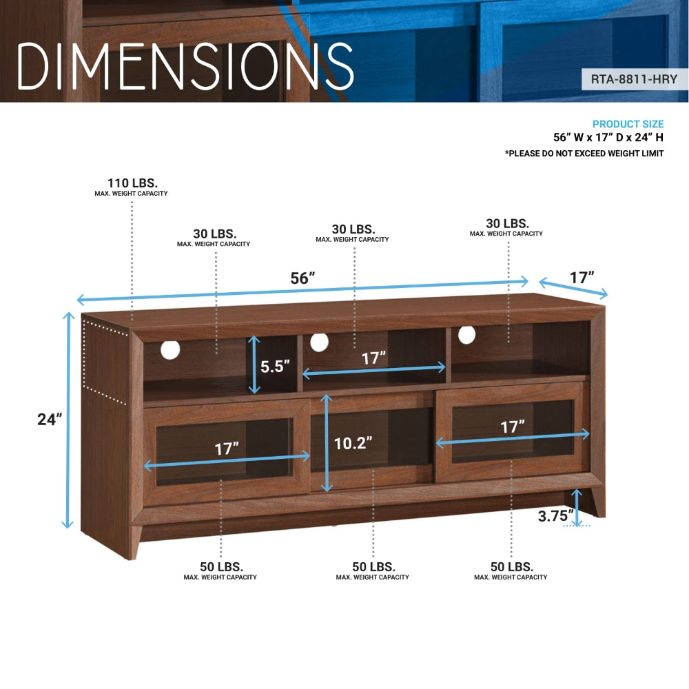 Modern TV Stand with Storage for TVs Up To 60 Cabinet Living Room Furniture  ,Understated Luxury  with Lockers， Hickory,