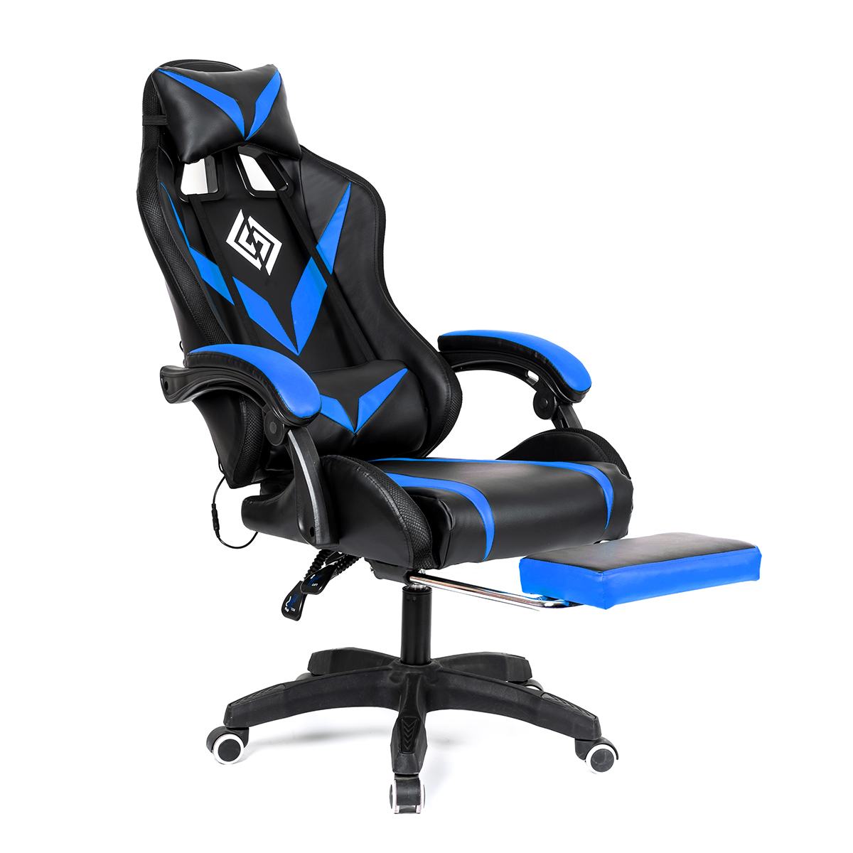 RGB Light Gaming Chair Office Chair Gamer Computer Chair Ergonomic Swivel Chair 2 Point Massage 135° Reclining with Footrest