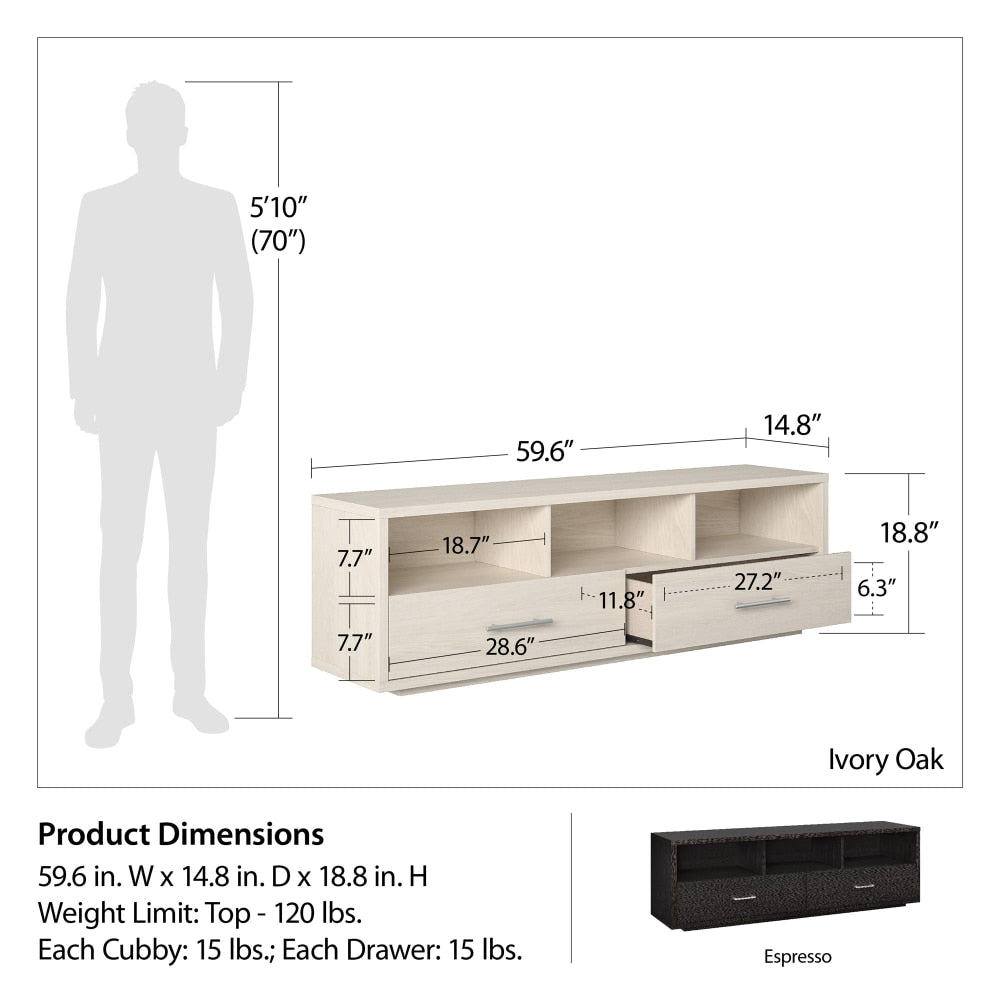 TV Stand for TVs Up To 70 Stand Living Room Furniture ,Understated Luxury  with Lockers,Espresso