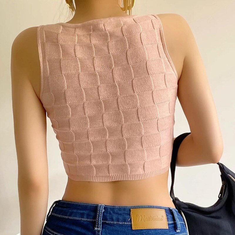 Women Sexy Hollow Out Clothes Crop Vest Tops Summer 2023 Sleeveless T shirts