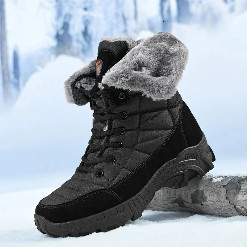 Big Size 48 Boots Platform Men Boots Long Tube Keep Warm Windproof Outdoor Snow Boots Leather Rubber Non-slip Shoes Man