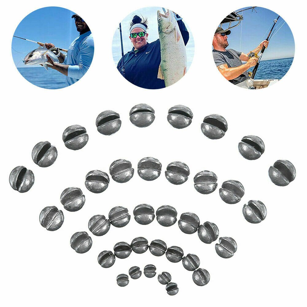 100Pcs Fishing Open Bite Lead Sinker Split Shot Weights Set Fishing Hooks Round Plumb Bob Auxiliary Fishing Tackle Accessories