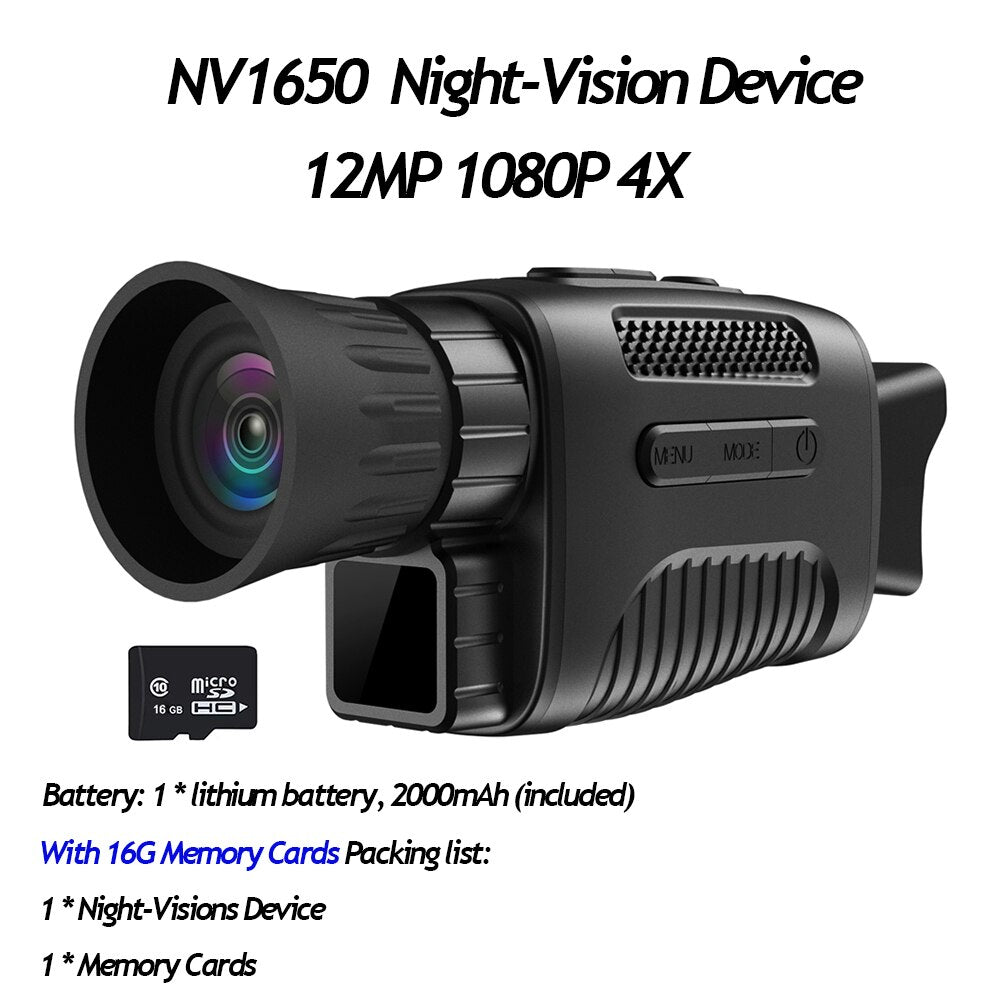 NV1000 Night Vision Device Infrared Optical Night Vision Monocular Device 9 Languages 5X Digital Zoom Photo Video Playback