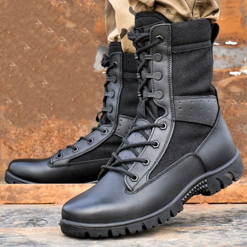 Sshooer Boots Men Outdoor Military Army Special Force Combat Boots Autumn Winter Shoes Microfiber Canvas Work Black Footwear