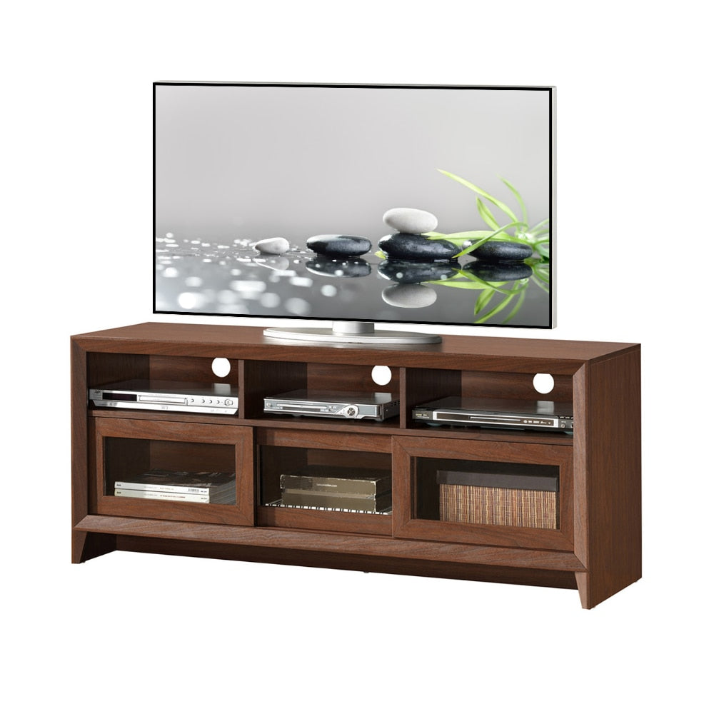 Modern TV Stand with Storage for TVs Up To 60 Cabinet Living Room Furniture  ,Understated Luxury  with Lockers， Hickory,