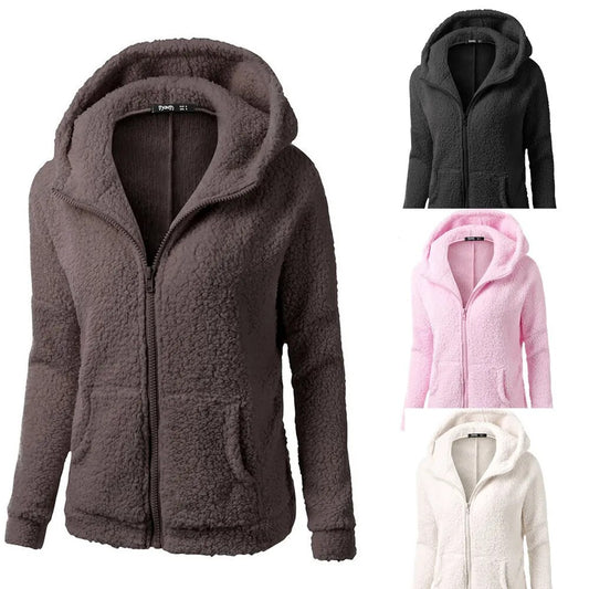 Autumn Winter Warm Women Hoodie Jacket 2023 Casual Female Hoodies Sweatershirt Zipper Coat Solid Soft Fleece Women Sweatshirts