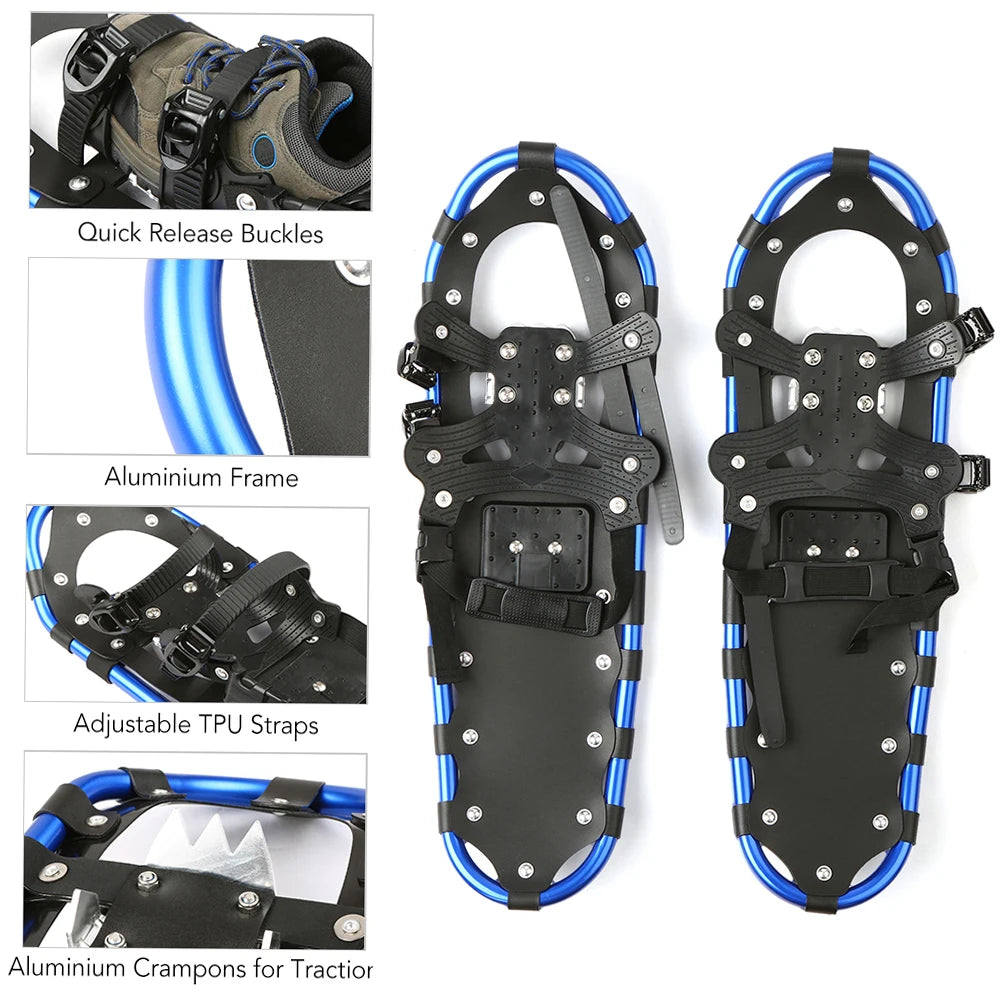 ROEAM Snow Shoes Aluminum Snow Shoes with Adjustable Poles Carry Bag for Women Men Winter Ski boots Snowshoes