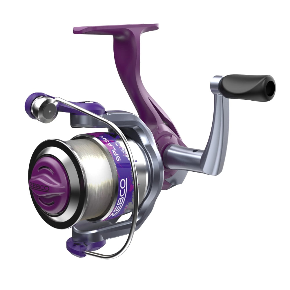 Zebco Splash Spinning Reel and Fishing Rod Combo, 6-Foot 2-Piece Fishing Pole, Purple