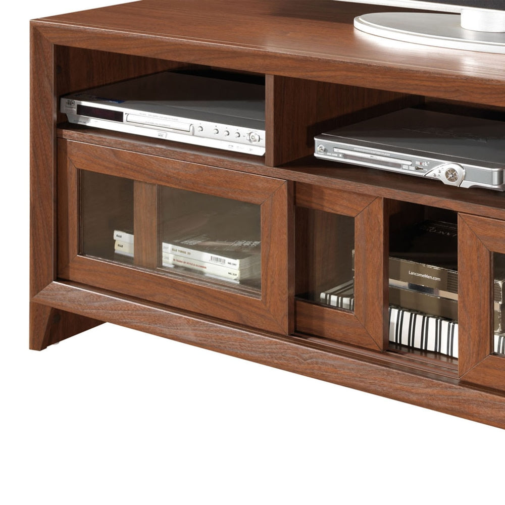 Modern TV Stand with Storage for TVs Up To 60 Cabinet Living Room Furniture  ,Understated Luxury  with Lockers， Hickory,