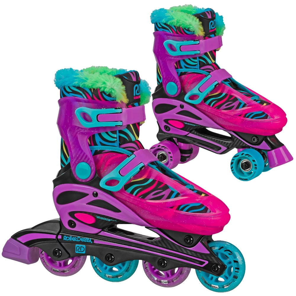 Roller Derby Sprinter Girls 2-in-1 Quad Roller and Inline Skates Combo, Multiple Sizes and Colors