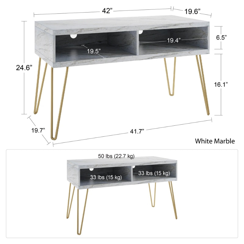 Athena TV Stand for TVs Up To 42 White Marble