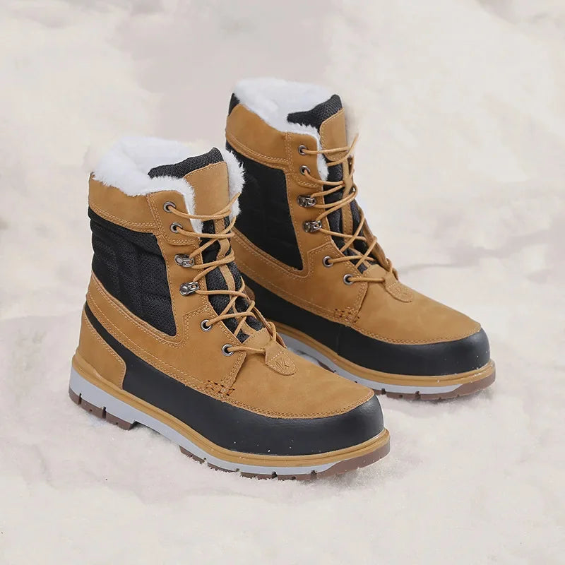 Men Boots 2023 Winter Shoes for Men Warm Snow Boots Mid-calf Men Thick Plush Leather Men Fashion Boots