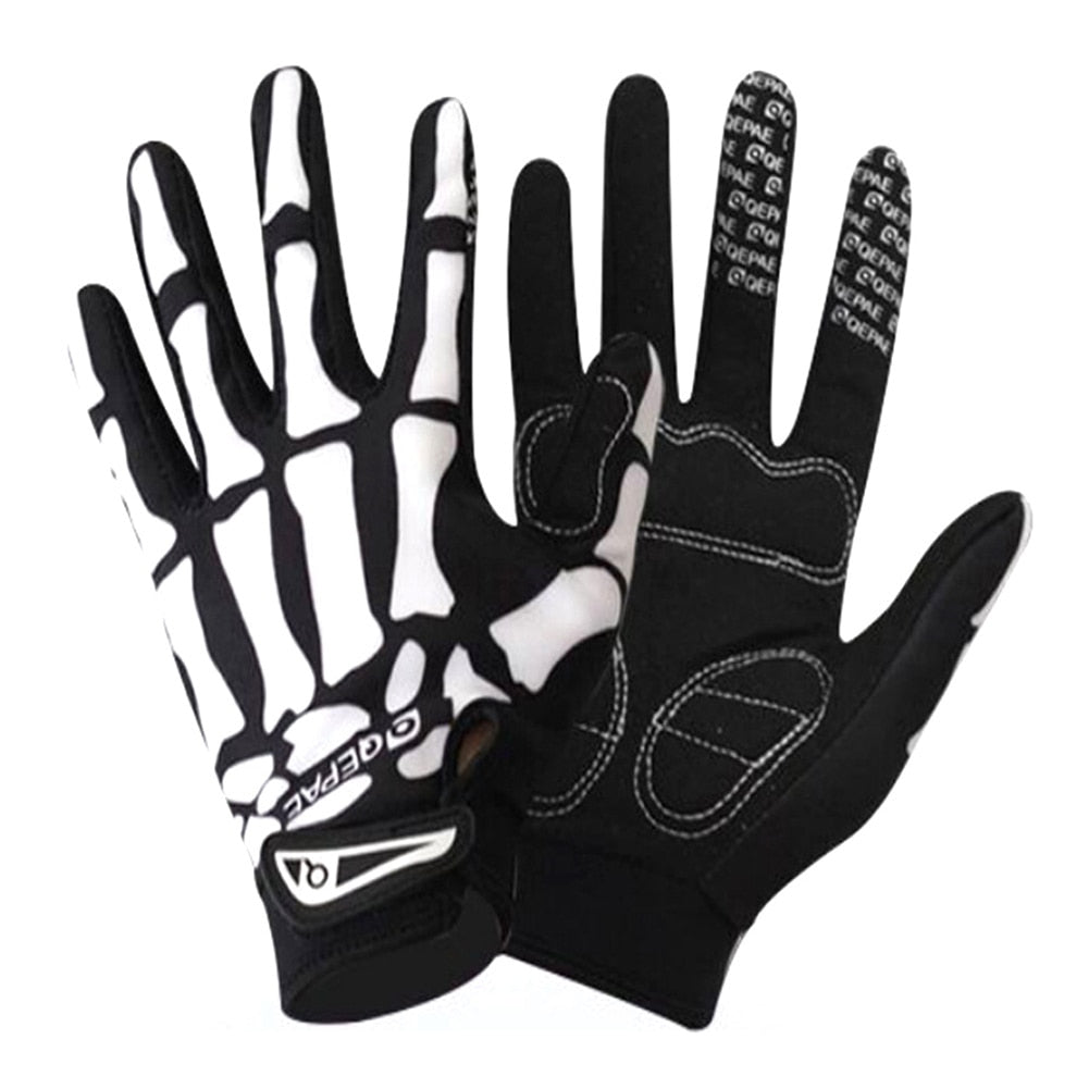 Full Finger Skull Gloves Skeleton Pattern Bicycle Cycling Motorcycle Riding Gloves Breathable Non-Slip Sports Bike Riding Mitten