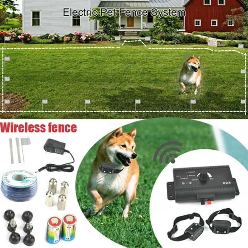 500M Wireless Dog Electric Fence Pet Containment System Remote Dog Training Collar Vibrating Electric Shock