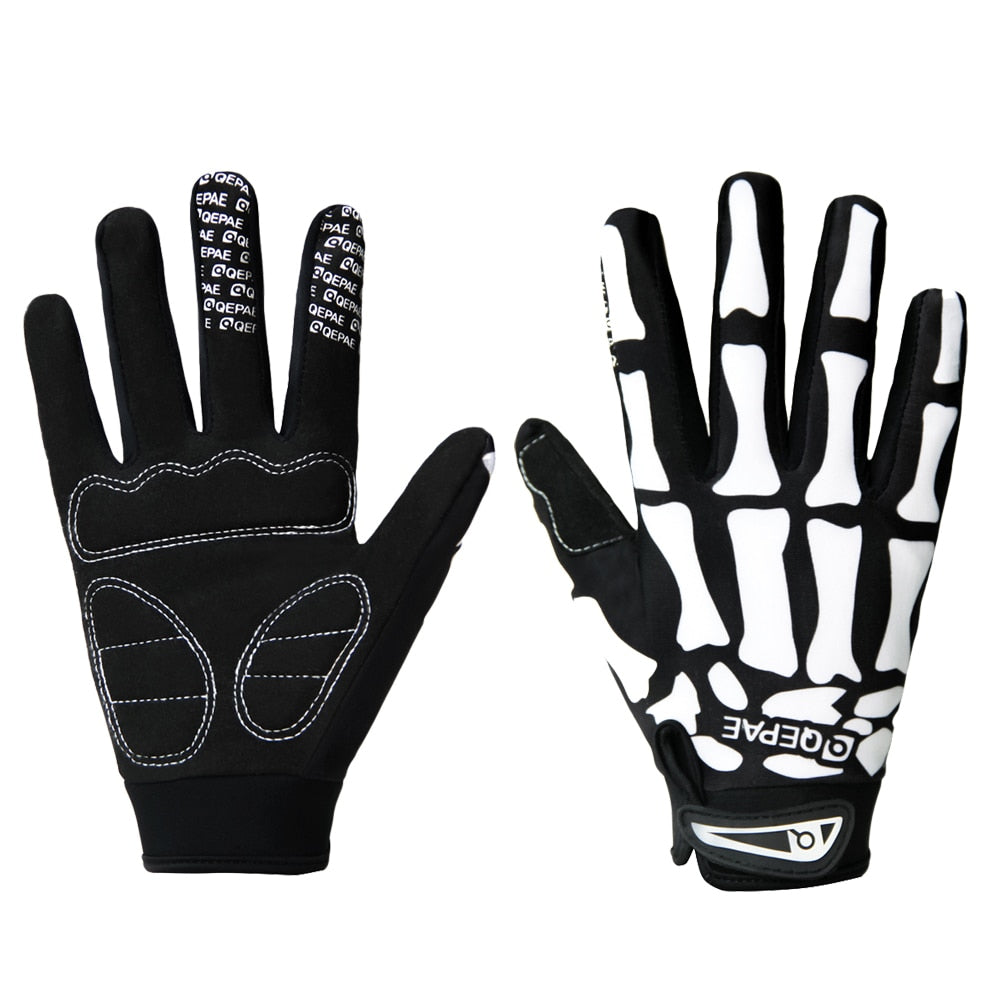 Full Finger Skull Gloves Skeleton Pattern Bicycle Cycling Motorcycle Riding Gloves Breathable Non-Slip Sports Bike Riding Mitten