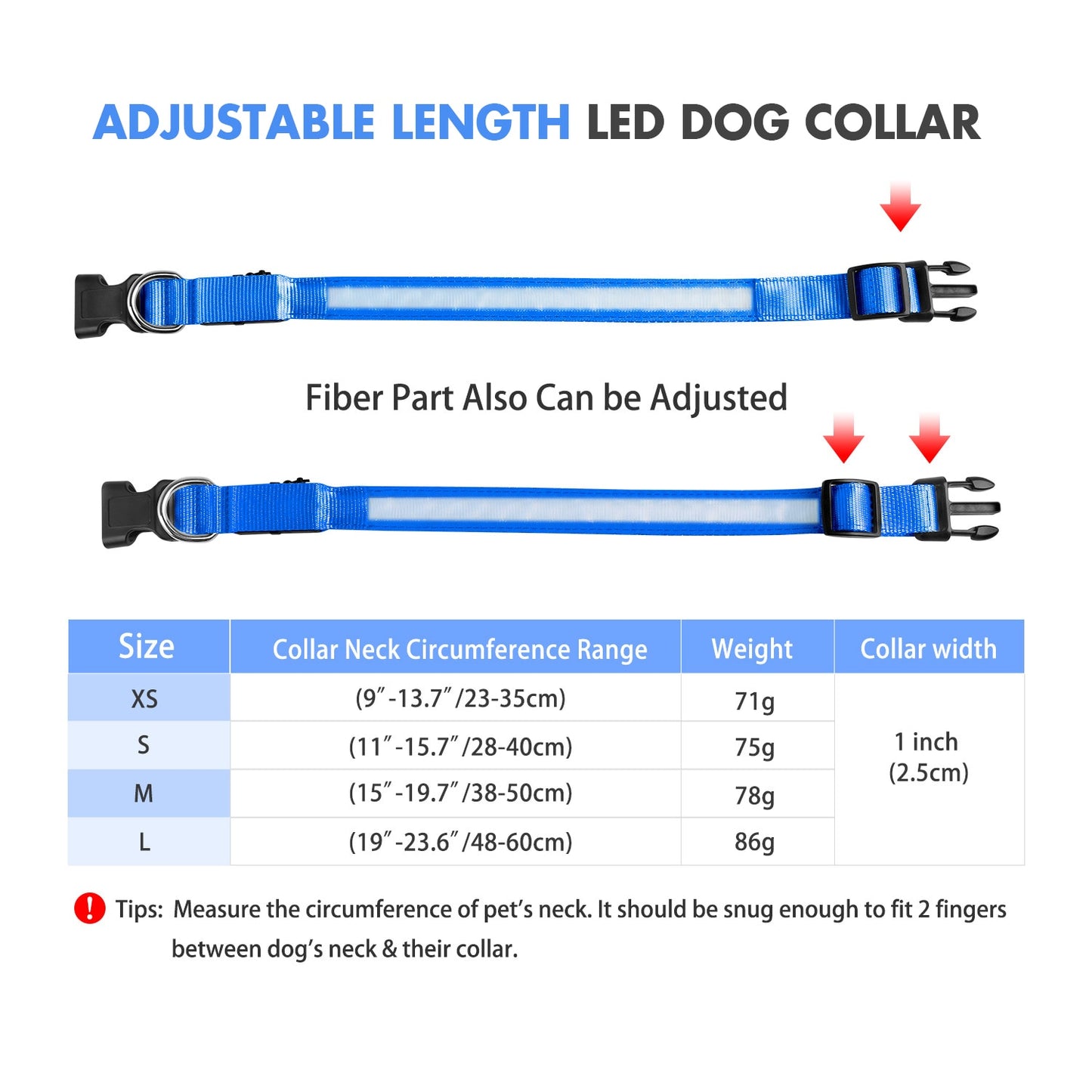 MASBRILL LED Dog Collar Luminous Pet Supplies Dog Collar Waterpoof Safety Glow Necklace