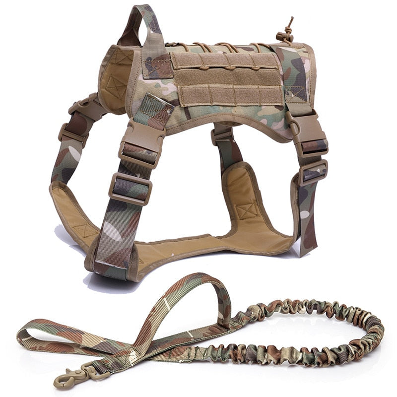 Tactical Dog Harness and Leash Collar Set Pet Training Vest With Molle Harness For All Small Medium Big Large Dogs