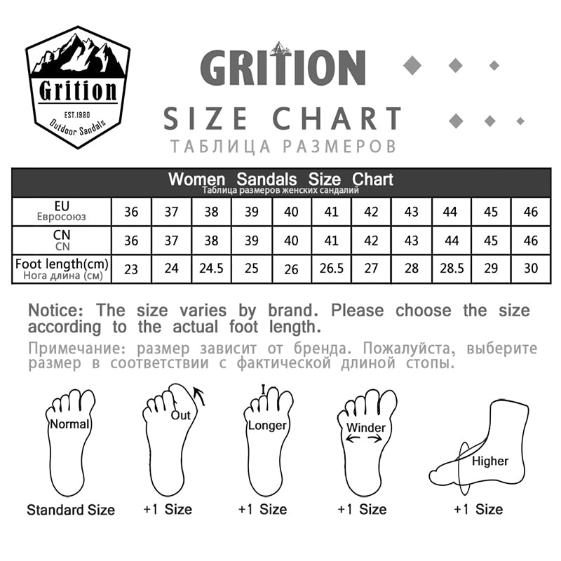 GRITION Women Sandals Fashion High Quality Summer Female Shoes Outdoor Ladies Flat Casual Sandals