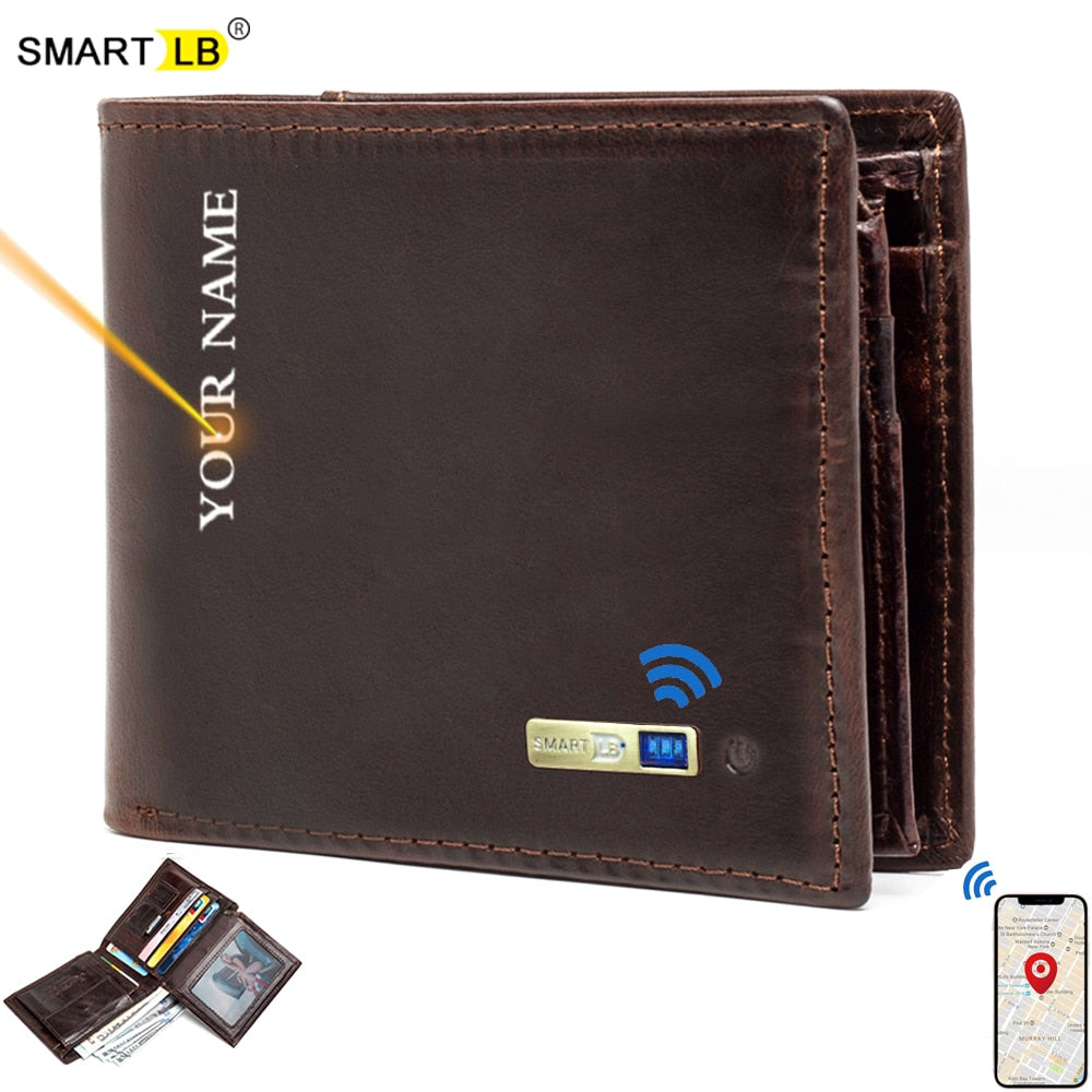 Smart Anti-lost Wallet -compatible Leather Short Credit Card Holders Genuine Leather Men Wallets