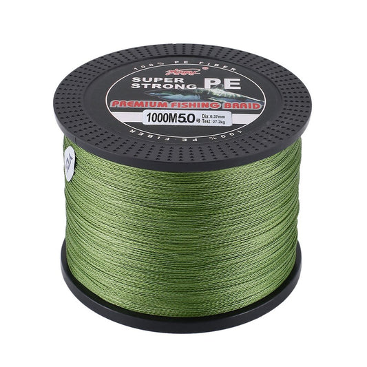 1000m PE Braided Fishing Line Abrasion Resistant 0.37mm Smaller Diameter 27.2kg Zero Stretch Fishing Accessories