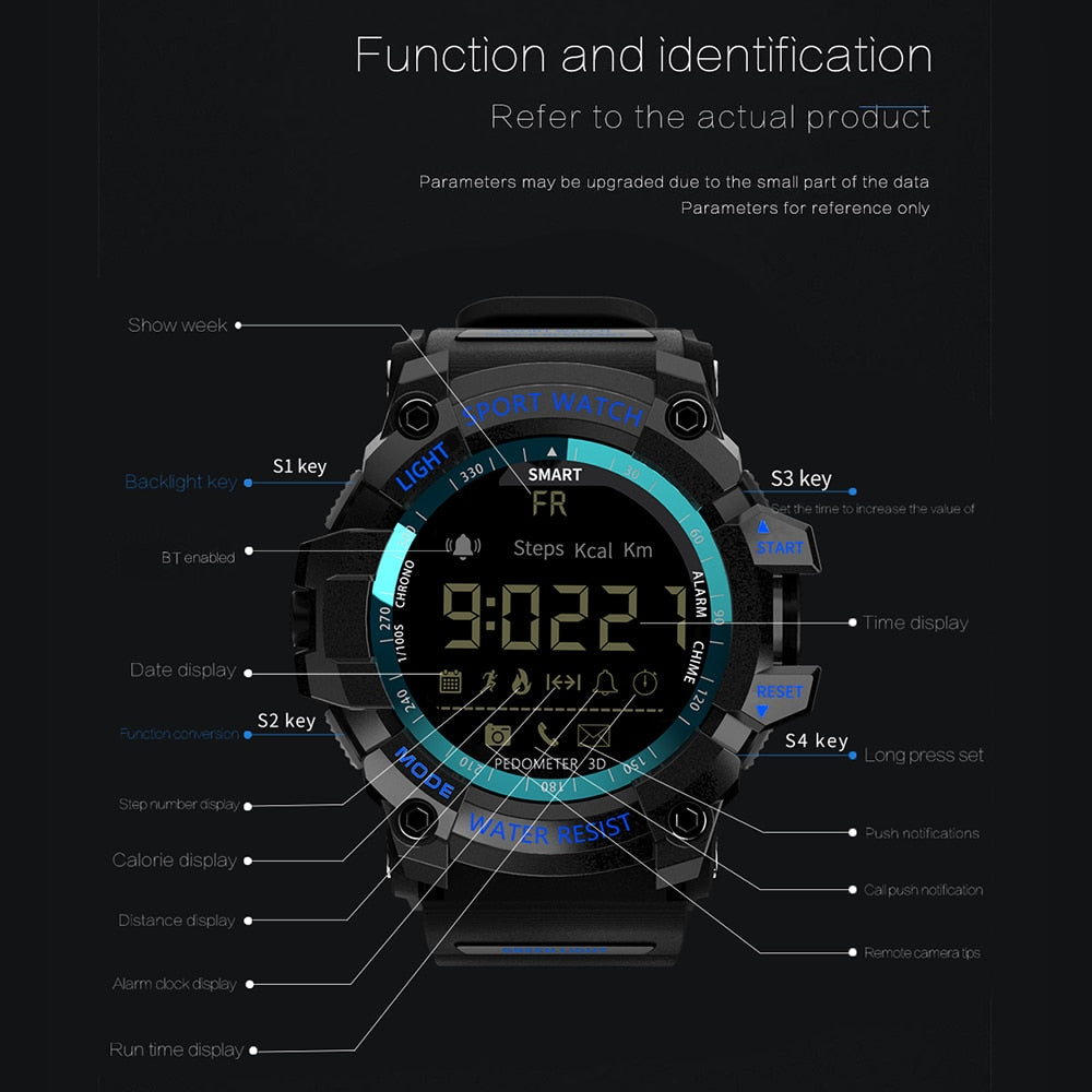 LOKMAT MK16 Bluetooth Smartwatch Digital Clock Pedometer Sport Smart Watch Men Activity Fitness Tracker IP67 Waterproof Watches