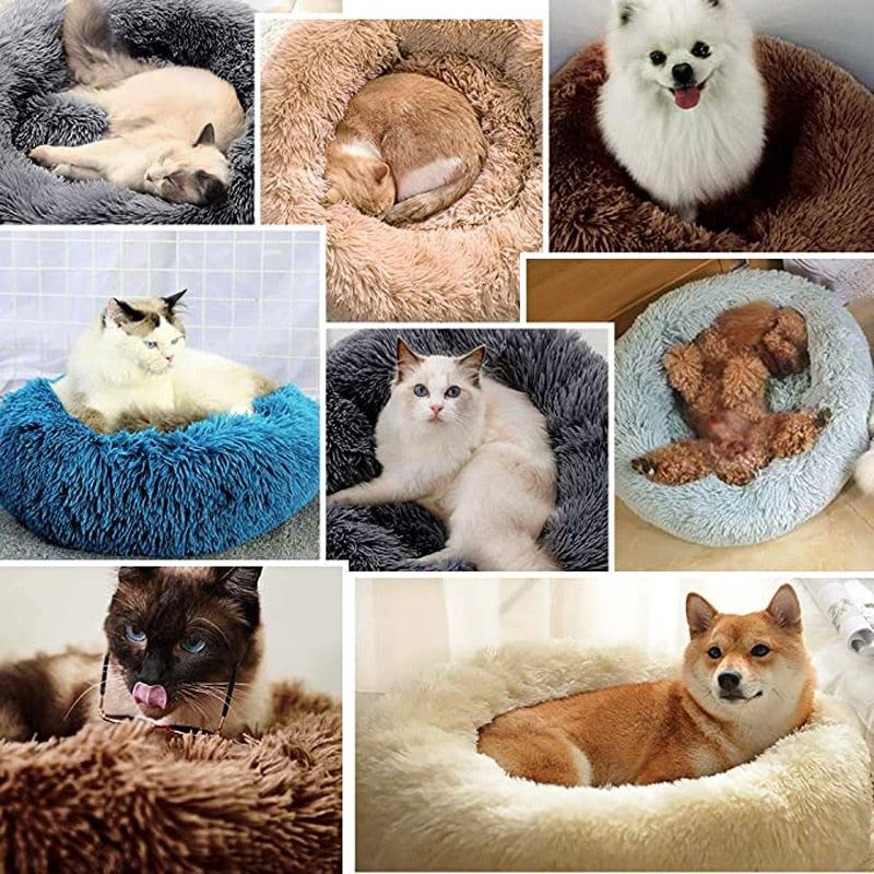 Round Dog Bed Cushion Soft Plush Cat Beds for Dog Cat