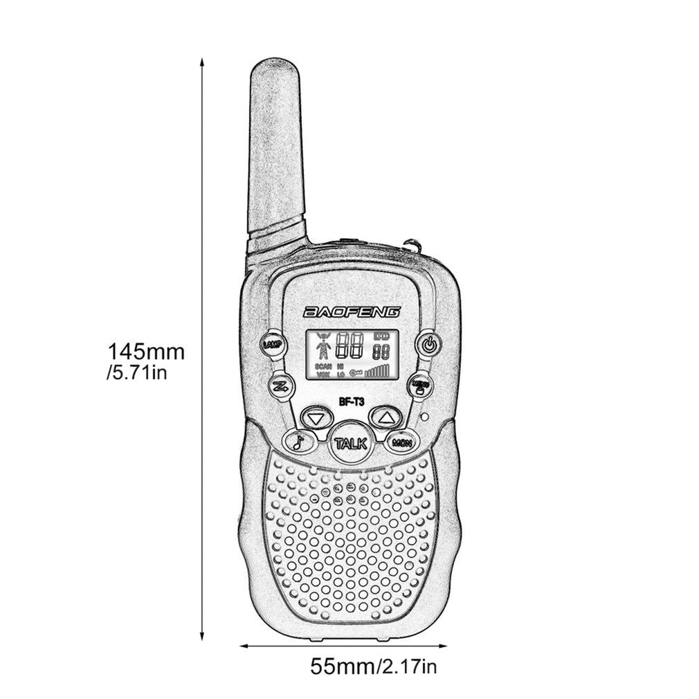 2Pcs Baofeng BF-T3 UHF462-467MHz 8 Channel Portable Two-Way Walkie Talkie