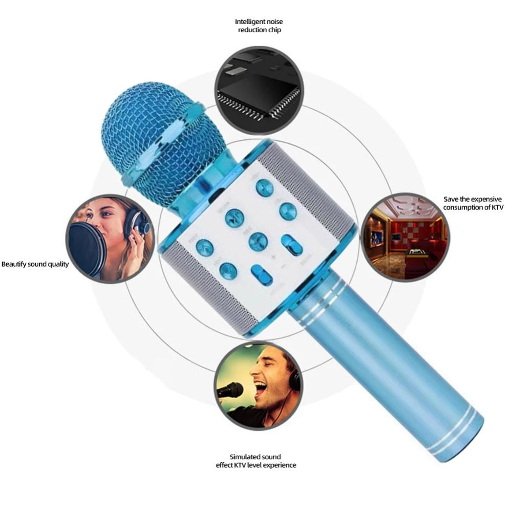 Professional Kid Gift Bluetooth Wireless Microphone Karaoke Speaker KTV Music Player Singing Recorder Handheld Microphone