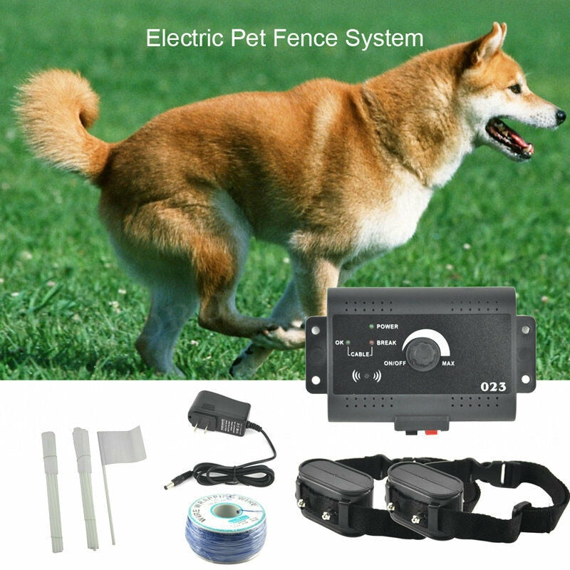 500M Wireless Dog Electric Fence Pet Containment System Remote Dog Training Collar Vibrating Electric Shock