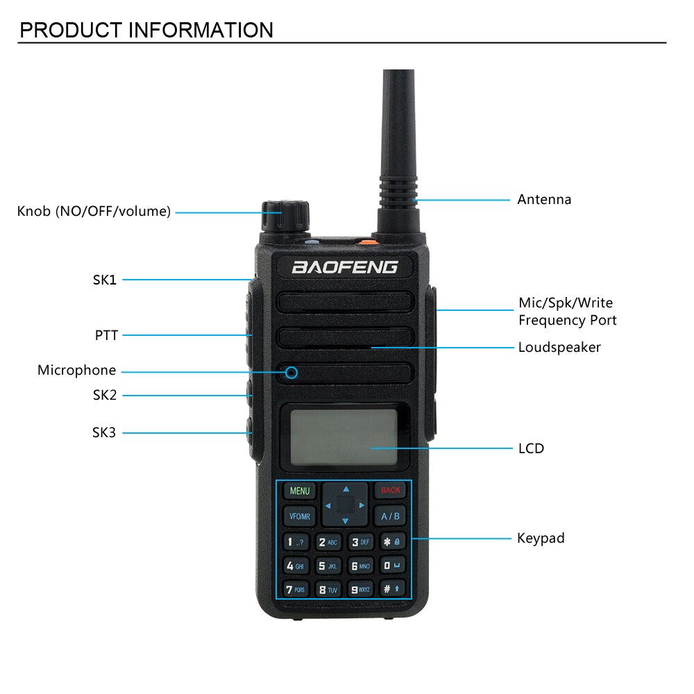 2PCS/lot Baofeng 1801 UV Dual Band 136-174 &amp; 400-470MHz DMR Digital Radio DR1801 Tier 1+2 Dual Time Slot Walkie Talkie