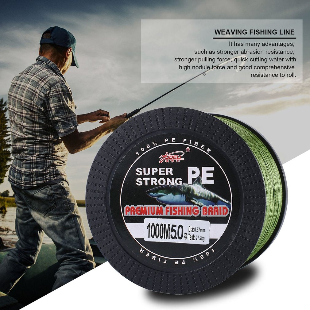 1000m PE Braided Fishing Line Abrasion Resistant 0.37mm Smaller Diameter 27.2kg Zero Stretch Fishing Accessories