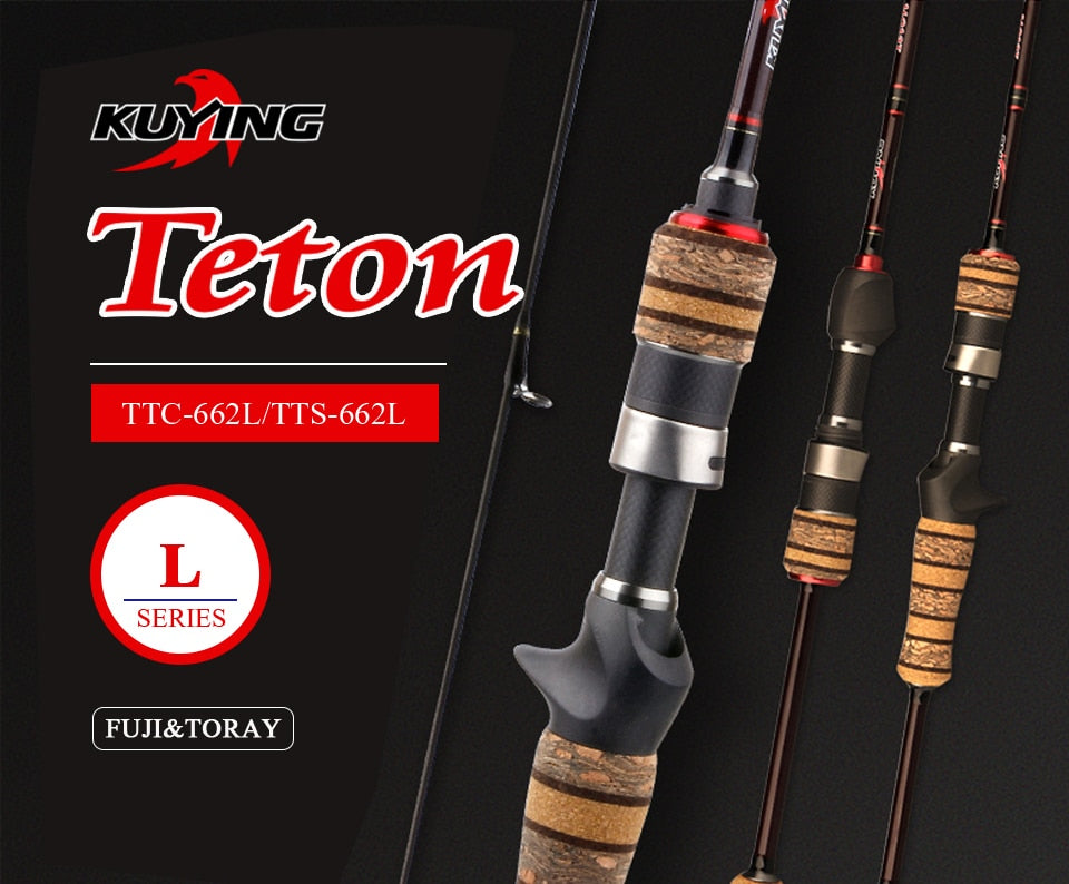 KUYING Teton L Light Baitcasting Casting Spinning Lure Fishing Rod Soft Pole Cane Stick Carbon Medium Fast Action