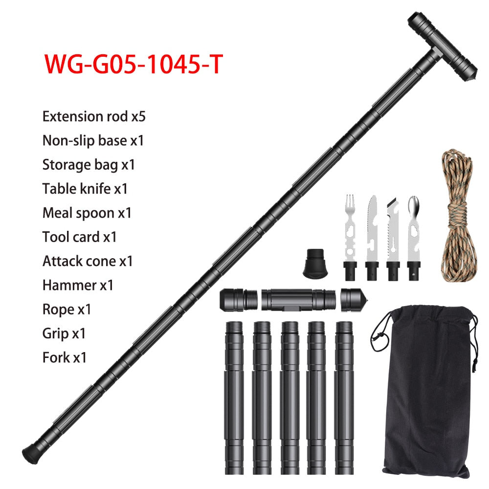 Tactical Walking Stick G05 Multi-tool Trekking Poles Climbing Mountaineering Stick Extendable Baton Defense Hiking Survival Tool