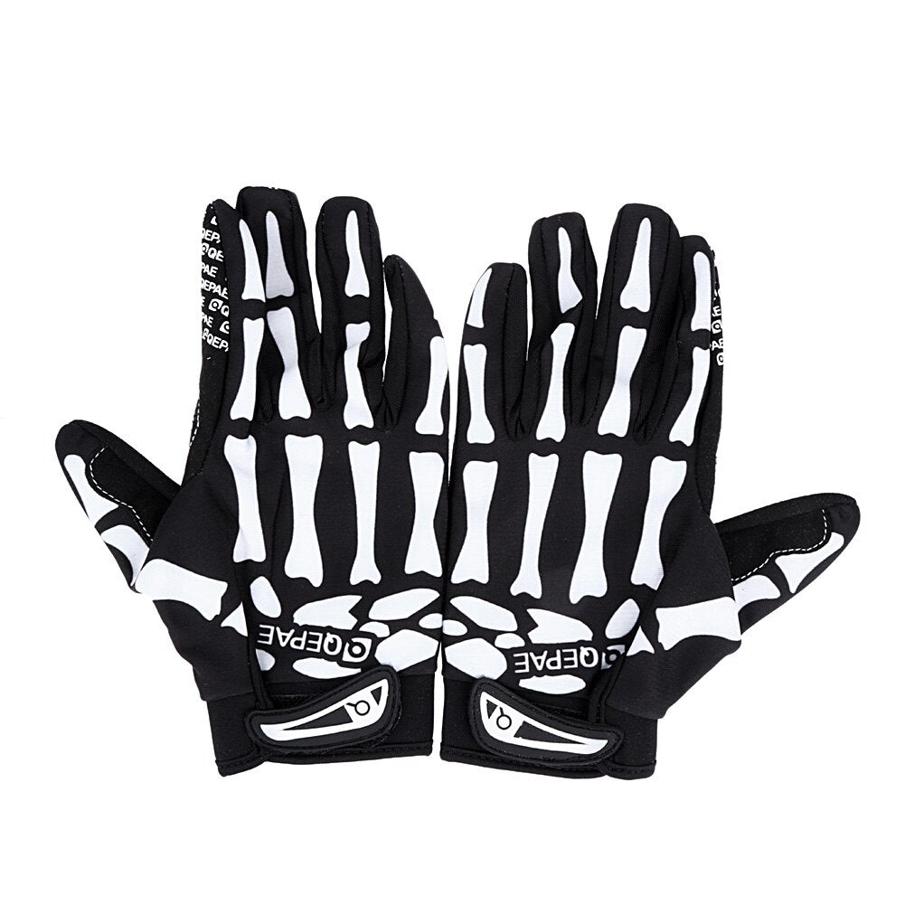 Full Finger Skull Gloves Skeleton Pattern Bicycle Cycling Motorcycle Riding Gloves Breathable Non-Slip Sports Bike Riding Mitten