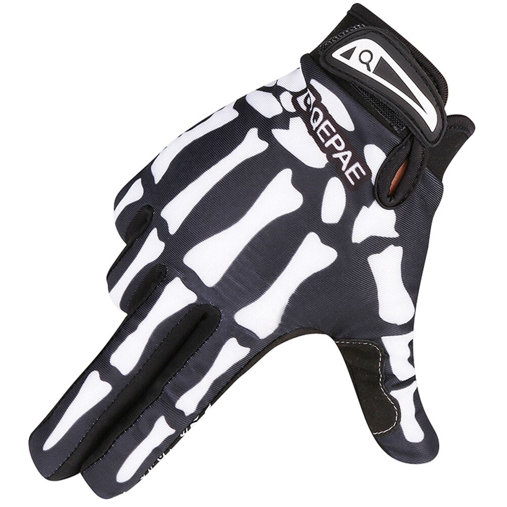 Full Finger Skull Gloves Skeleton Pattern Bicycle Cycling Motorcycle Riding Gloves Breathable Non-Slip Sports Bike Riding Mitten