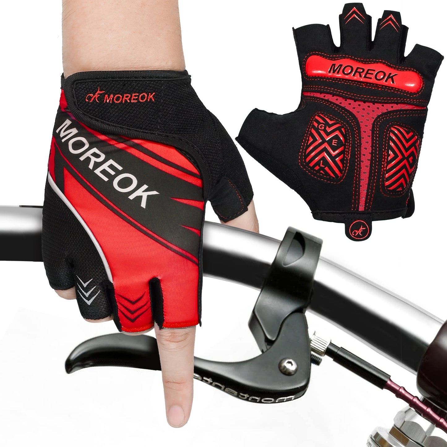 MOREOK Bike Gloves Shockproof Breathable Road Cycling Gloves Gel Pads Dirt Bike MTB Bike Cycling Bicycle Gloves for Men Women