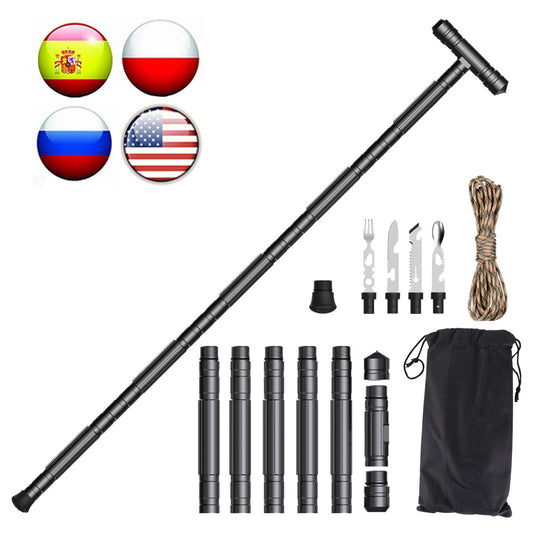 WGG05 Hiking Poles Outdoor Walking Sticks Tactical Kit Self Defense Stick Trekking Pole  Alloy Alpenstock Climbing Camping Tools