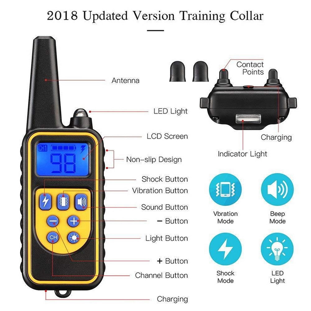 Dog Training Collar 800M Electric Dog Supplies Waterproof Wireless Fencing Stystem Rechargeable Receiver Shock Vibration Sound