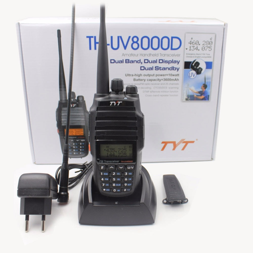 2PCS/Lot TYT TH-UV8000D 10W Dual band VHF UHF Radio with 3600mAh Battery Walkie Talkie