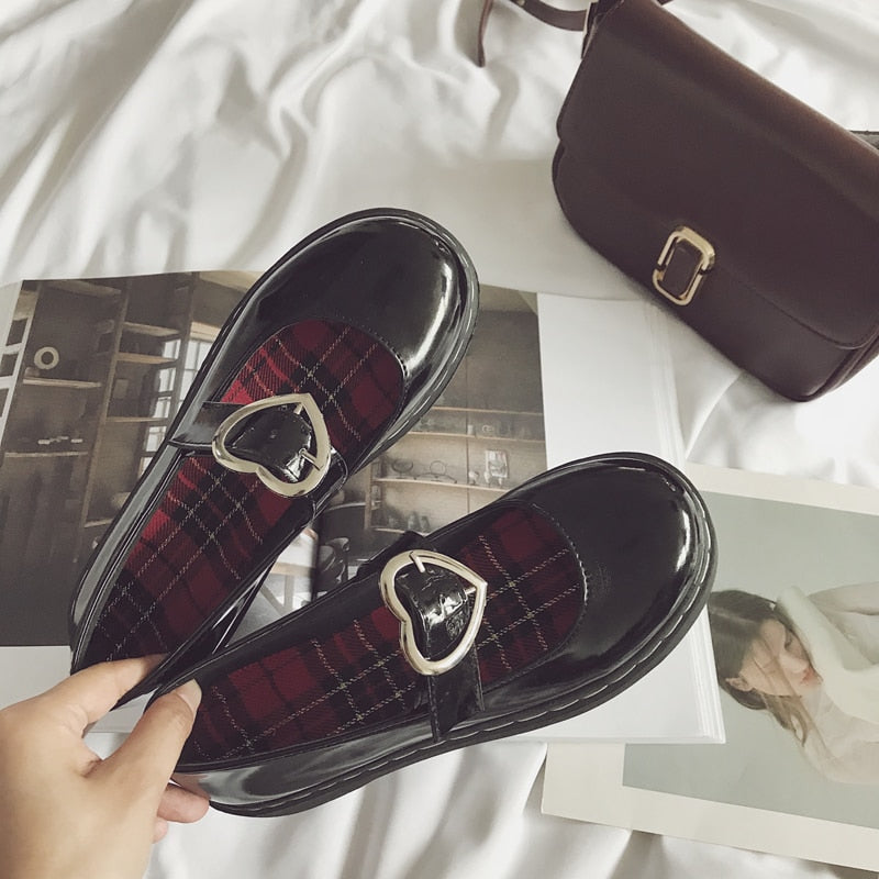 School Girl Black Leather Loafers  Vintage Mary Jane Shoes